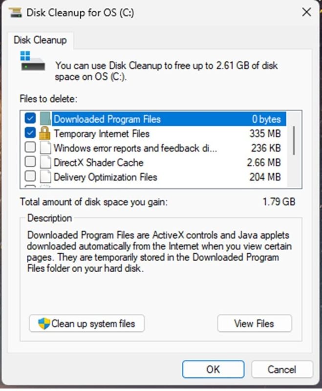Nguyên nhân và giải pháp khi máy tính bị lag Đánh dấu chọn các loại tập tin muốn xóa