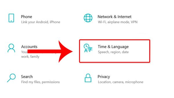 Máy tính bị lỗi font chữ win 11: Nguyên nhân và cách khắc phục Từ giao diện Settings, chọn Time & Language