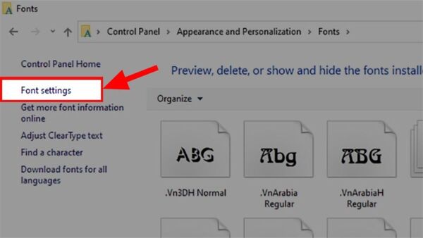 Máy tính bị lỗi font chữ win 11: Nguyên nhân và cách khắc phục Nhấn chọn Font Settings