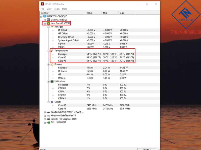 Tìm mục Temperatures
