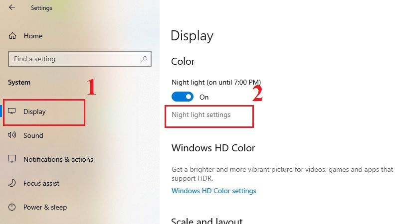 Tắt HDR, Night Light, Color Filter trên Windowsws