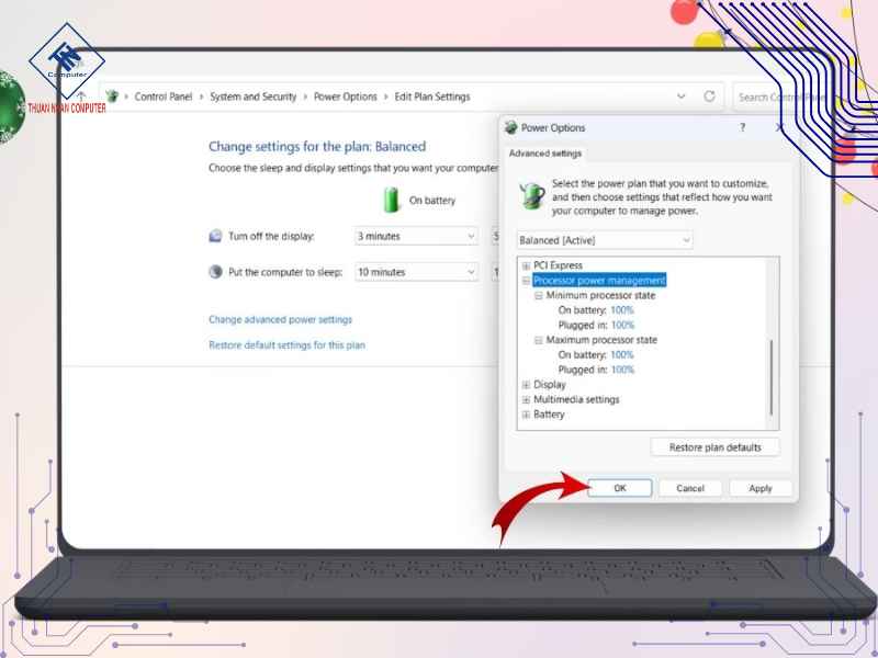 CPU tụt xung do thiết lập điện năng không đúng cách
