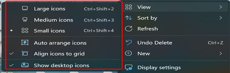 Cách chỉnh biểu tượng bị nhỏ