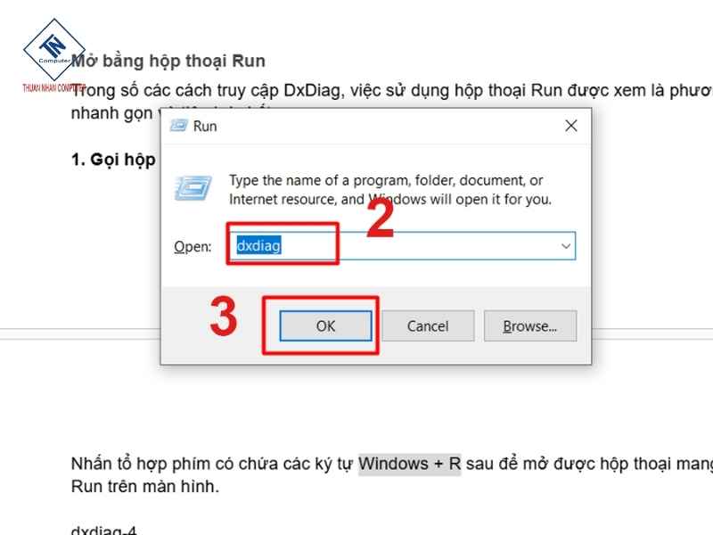 Cách 2: DxDiag của Microsoft