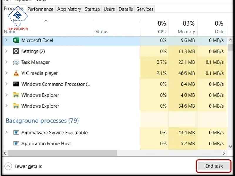 Máy Tính Tự Động Locking: 3 Dạng Lỗi Phổ Biến & Cách Xử Lý Giải phóng RAM bằng Task Manager
